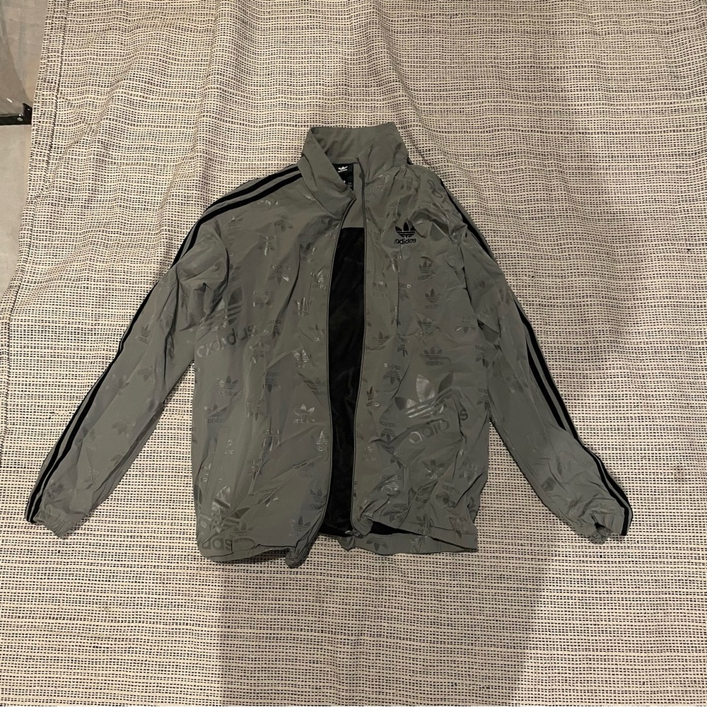 ADIDAS Kids All Over Print Track Jacket Size XXL In Gray